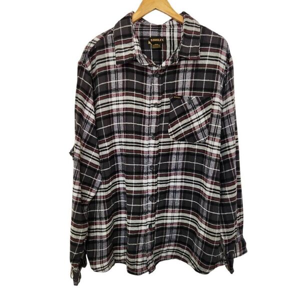 Stanley Workwear plaid check long sleeve button front shirt flannel 2XL - Picture 1 of 7